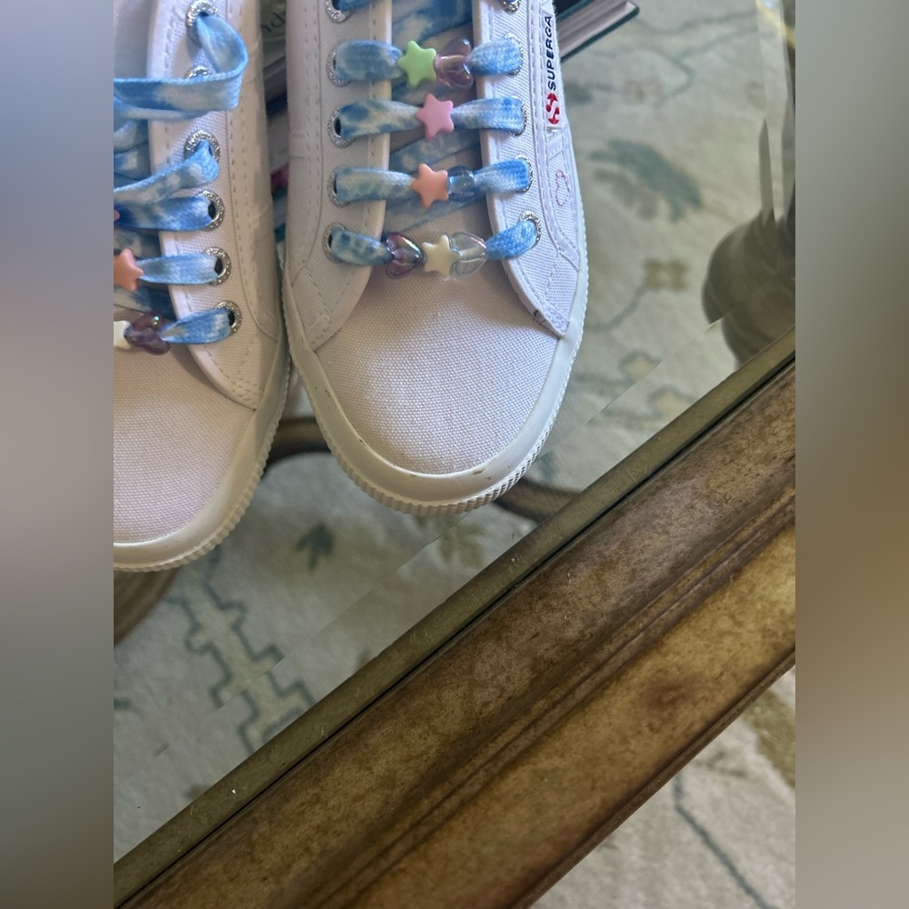 278 Superga Fantasia 2750 EMBROIDERY Women   Rainbow Peace size 39. NWT - Picture 3 of 11